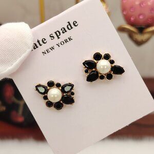 Kate Spade Gold Black Stud Earrings Floral Flower